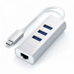 HUB DOCK TYPE C TO USB 3.0-ETH. SLV SILVER 3P USB 3,0- 1 ETHERNET